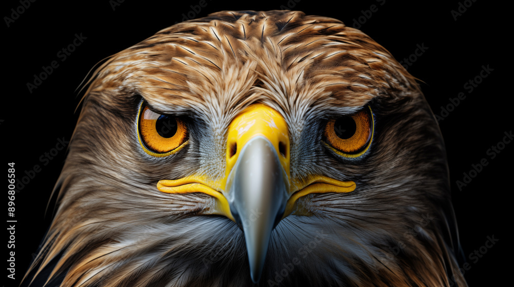 Portrait of Yellow eyes of eagle looking at the camera, Animal wildlife. Portrait of Yellow eyes of eagle looking at the camera, Animal wildlife.