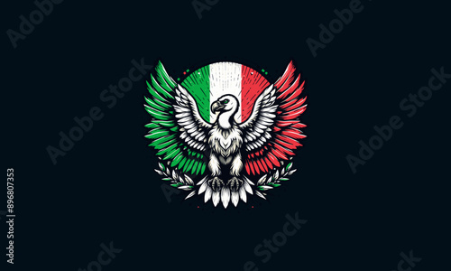 vulture with big wings italy flag vector mascot design