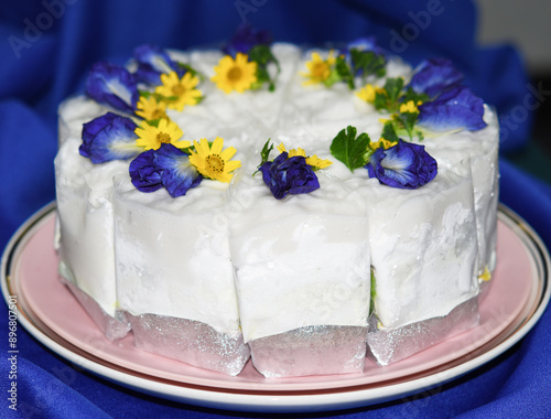 Beautiful and delicious butterfly pea cake.