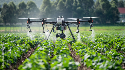 AI-based smart agriculture drones monitoring and optimizing crop growth, UHD, Masterpiece  photo