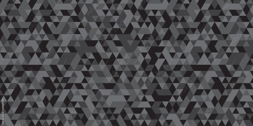 Abstract geometric black and gray background seamless mosaic and low polygon triangle texture wallpaper. Triangle shape retro wall grid pattern geometric ornament tile vector square element background Abstract geometric black and gray background seamless mosaic and low polygon triangle texture wallpaper. Triangle shape retro wall grid pattern geometric ornament tile vector square element background
