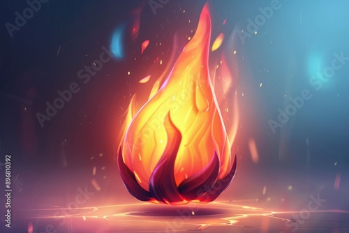 Abstract Illustration of a Flaming Flower