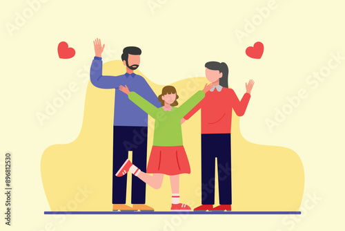 Parent-child relationship, communication concept. Colored flat vector illustration isolated.