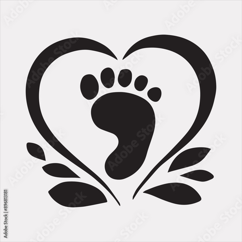 Baby Footprint silhouette vector on a white background