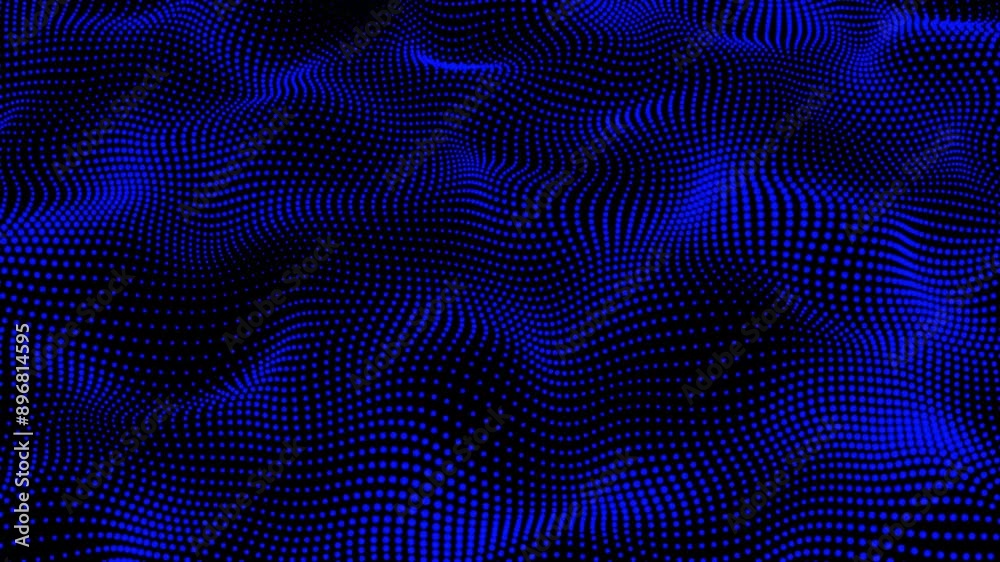 Blue color digital dot background animation. Dot pattern with halftone effect. Abstract and technology dots wave background. Digital technology connection and innovation concept