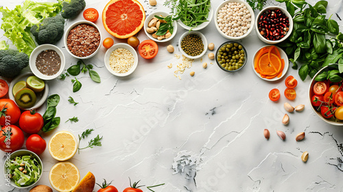 Wallpaper Mural Colorful Food Ingredients on White Background Torontodigital.ca