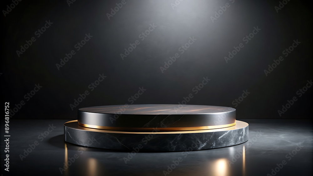 Black Marble Pedestal with Golden Trim. Black Marble Pedestal with Golden Trim.