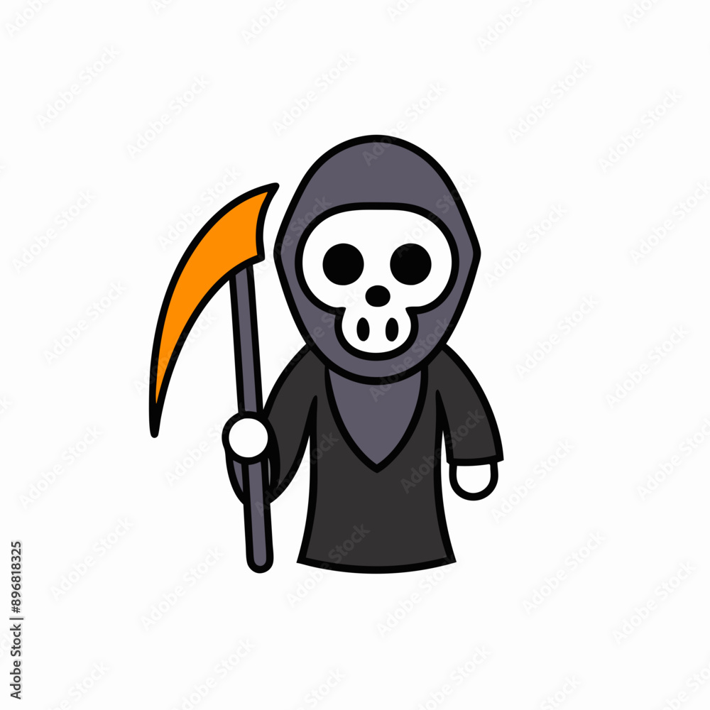 Halloween Grim Reaper Holding with scythe vector icon in white background Halloween Grim Reaper Holding with scythe vector icon in white background