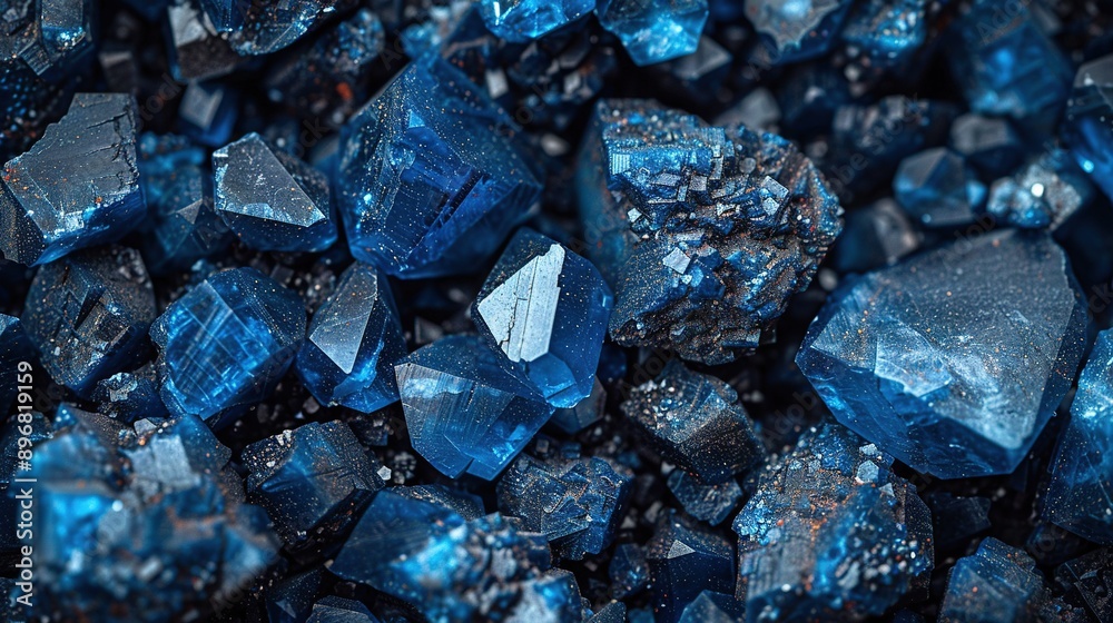 A stack of blue and silver crystals sits atop one another A stack of blue and silver crystals sits atop one another