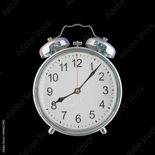 8:07 PM Vintage Steel Alarm Clock with Alloy Steel Body and Glass Twin Bell, Featuring Classic Analog Face with Detailed Hour and Minute Hands