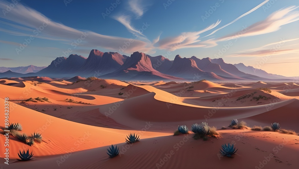 Naklejka premium Vibrant generative IA illustration of an expansive desert.generative.ai 