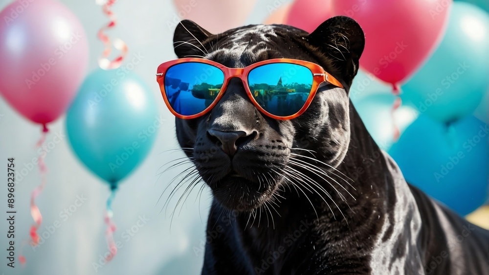Fototapeta premium vibrant high-quality image of a panther looking diagonally background