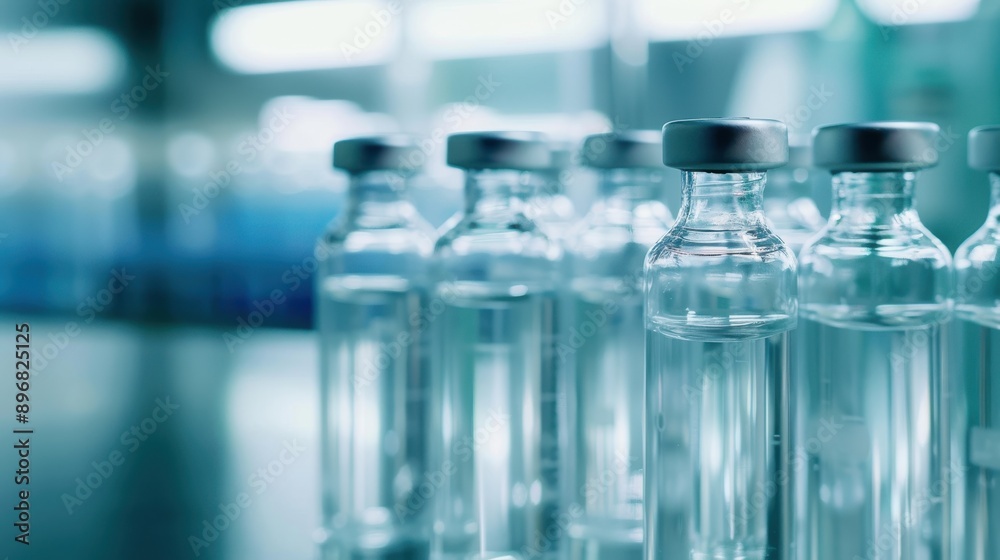 close up shot of row medical vial in lab with background lab equipment close up shot of row medical vial in lab with background lab equipment