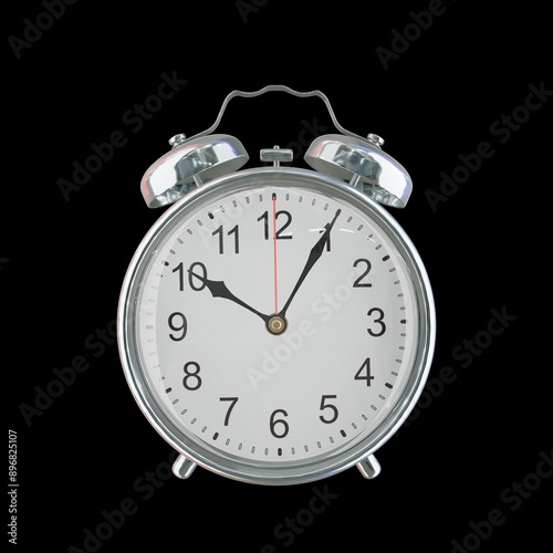 10:05 PM Vintage Steel Alarm Clock with Alloy Steel Body and Glass Twin Bell, Featuring Classic Analog Face with Detailed Hour and Minute Hands