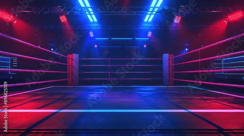 Boxing Ring Under Bright Lights