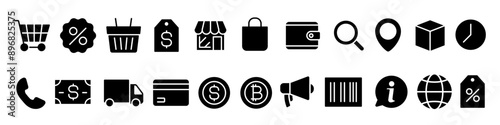 E-Online shopping icon set. E-commerce icon