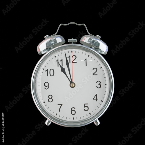 10:58 PM Vintage Steel Alarm Clock with Alloy Steel Body and Glass Twin Bell, Featuring Classic Analog Face with Detailed Hour and Minute Hands