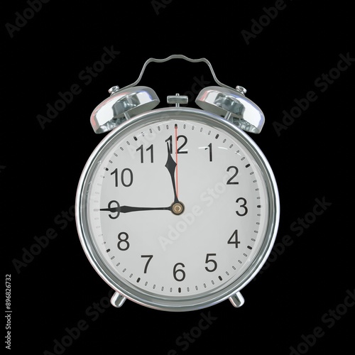 11:45 PM Vintage Steel Alarm Clock with Alloy Steel Body and Glass Twin Bell, Featuring Classic Analog Face with Detailed Hour and Minute Hands photo