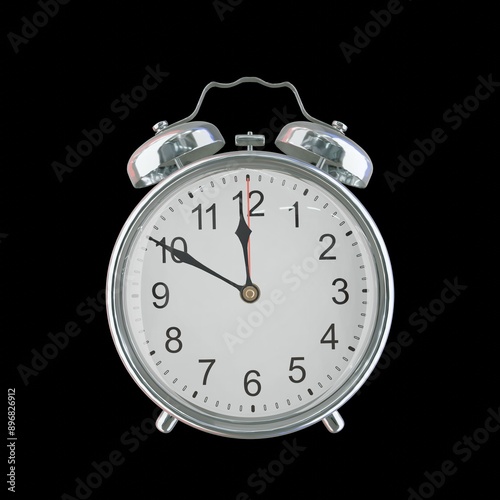 11:50 PM Vintage Steel Alarm Clock with Alloy Steel Body and Glass Twin Bell, Featuring Classic Analog Face with Detailed Hour and Minute Hands