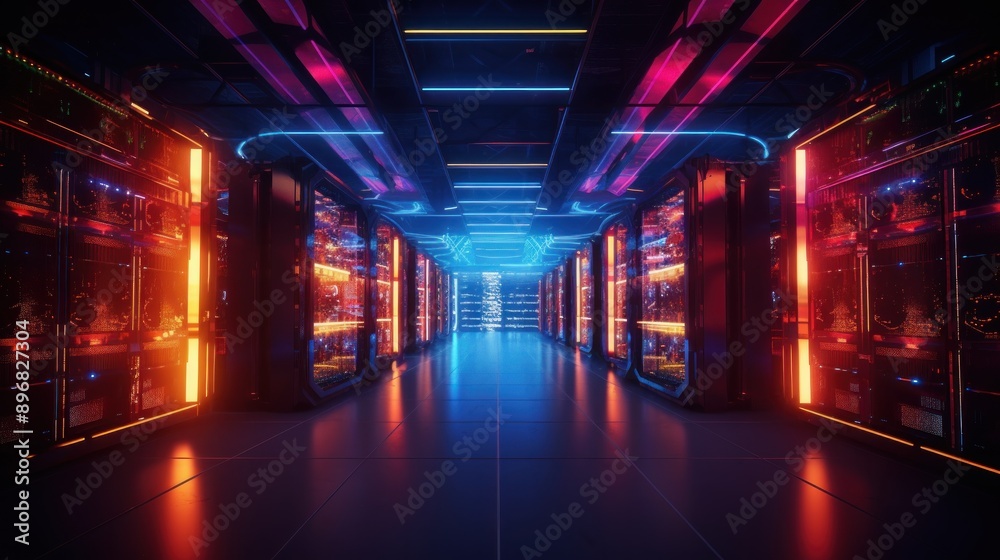 Neon Lit Server Room Neon Lit Server Room