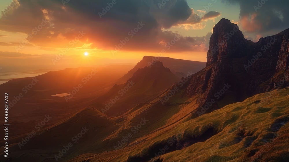 Fototapeta premium Golden Hour Over Majestic Mountains