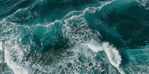 Blue ocean wave background. Blue and white water ocean background.