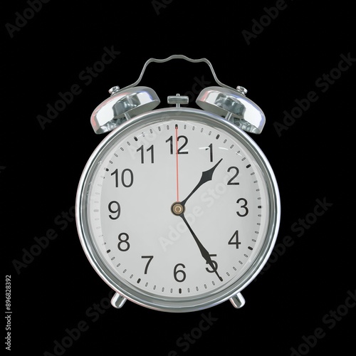 01:25 AM Vintage Steel Alarm Clock with Alloy Steel Body and Glass Twin Bell, Featuring Classic Analog Face with Detailed Hour and Minute Hands