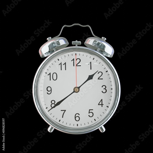 01:39 AM Vintage Steel Alarm Clock with Alloy Steel Body and Glass Twin Bell, Featuring Classic Analog Face with Detailed Hour and Minute Hands