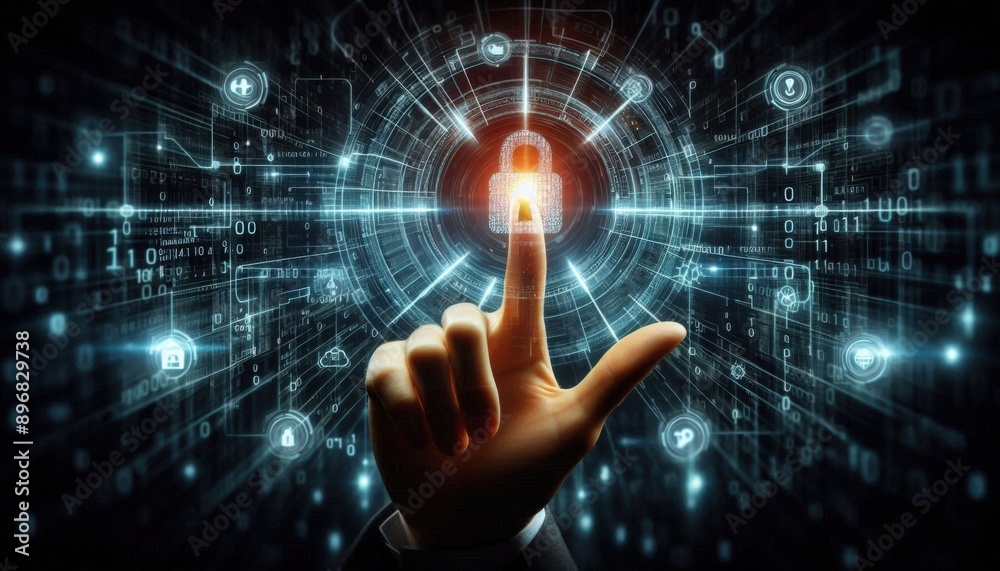 Cyber Lock Interaction: Hand on Transparent Screen Cyber Lock Interaction: Hand on Transparent Screen