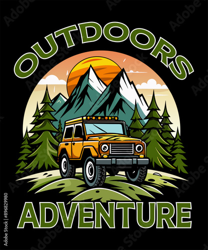 Off-road Car T-Shirt Design Vector Art & Illustration