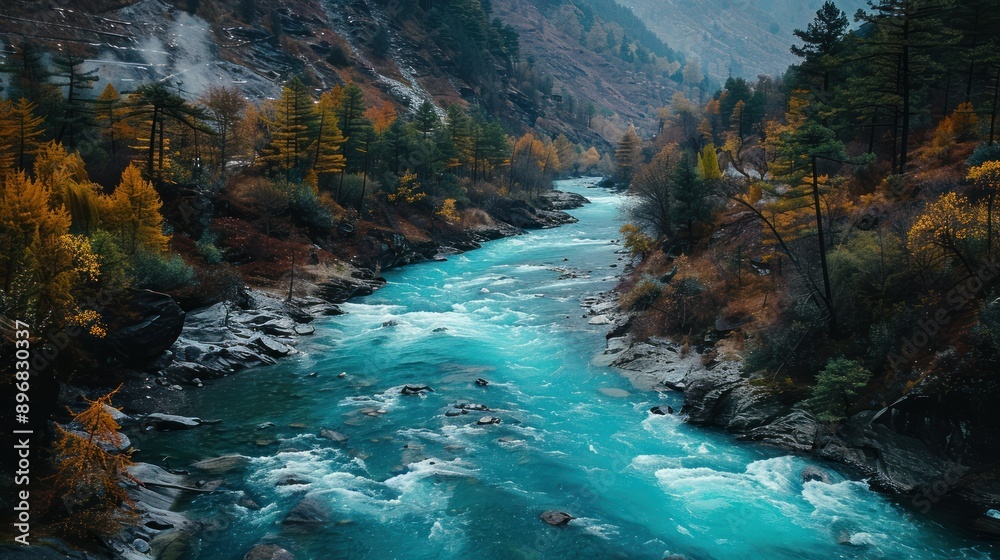 Serene Mountain River Landscape Serene Mountain River Landscape