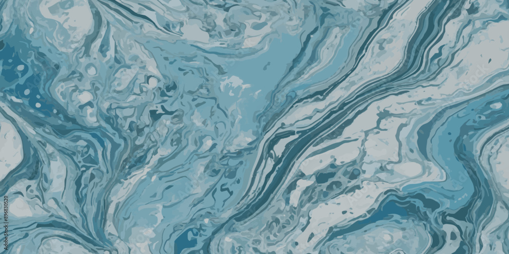 Vector abstract soft blue and silver print sea water and ocean marble texture background. Vector abstract soft blue and silver print sea water and ocean marble texture background.