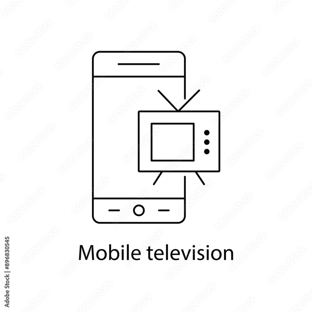 Mobile Television Icon - Mobile TV, Online Streaming, Digital Entertainment with editable stroke.