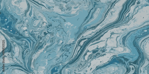 Vector abstract soft blue and silver print sea water and ocean marble texture background.