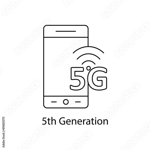 5th Generation Icon - 5G Network, Next-Gen Connectivity, High-Speed Internet with editable stroke.
