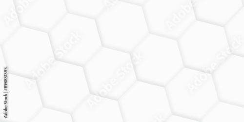 3d hexagonal structure futuristic white background and embossed hexagon abstract with hexagon background. honeycomb hexagonal background. Hexagon shape, white, shiny gray. hexagon pattern shape.