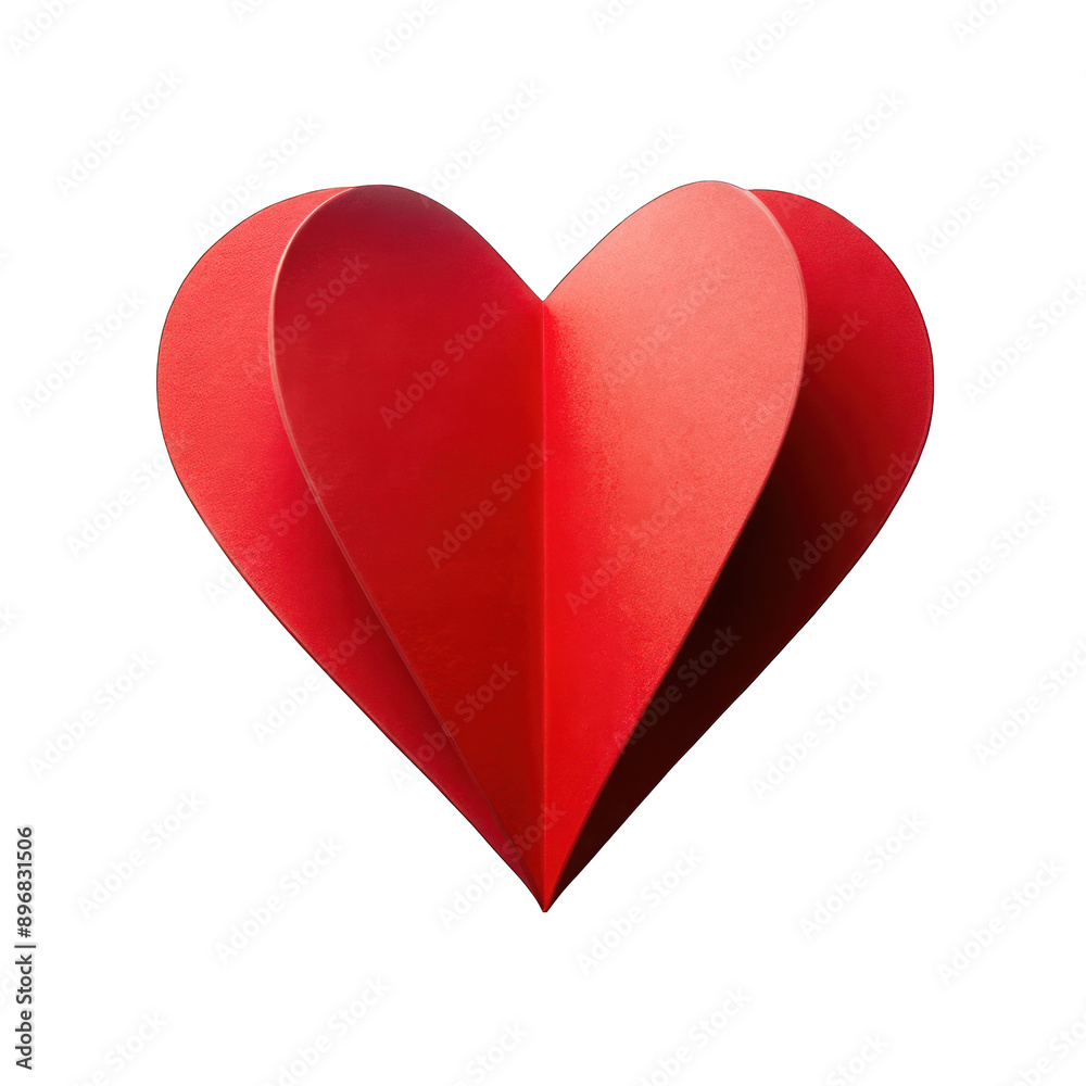 Red paper heart top view isolated on transparent background Red paper heart top view isolated on transparent background