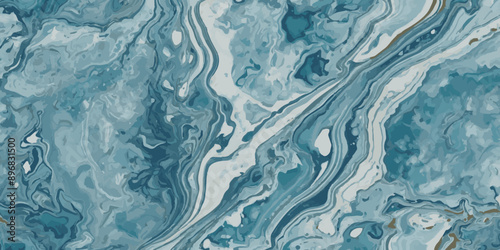 Vector abstract soft blue and silver print sea water and ocean marble texture background.