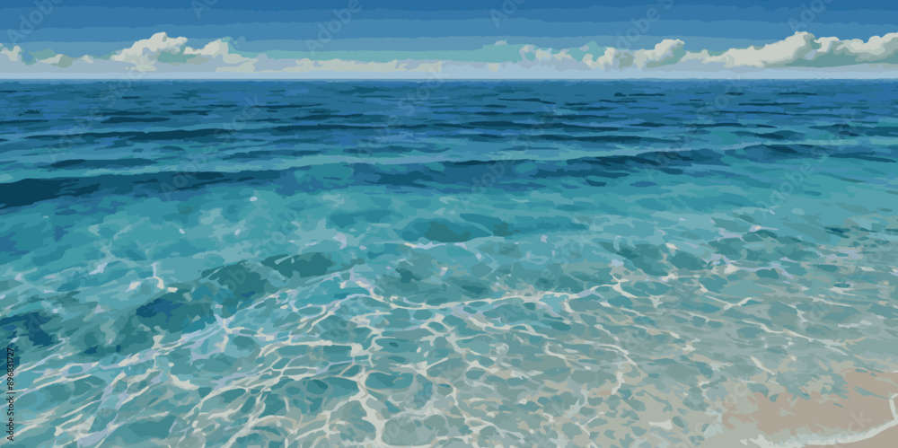 Blue ocean wave background. Blue and white water ocean background. Wavy line background. Hand drawn watercolour ocean background. Vector illustration. Blue ocean wave background. Blue and white water ocean background. Wavy line background. Hand drawn watercolour ocean background. Vector illustration.