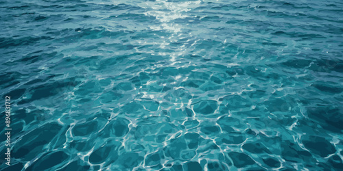 Blue ocean wave background. Blue and white water ocean background. Wavy line background. Hand drawn watercolour ocean background. Vector illustration.