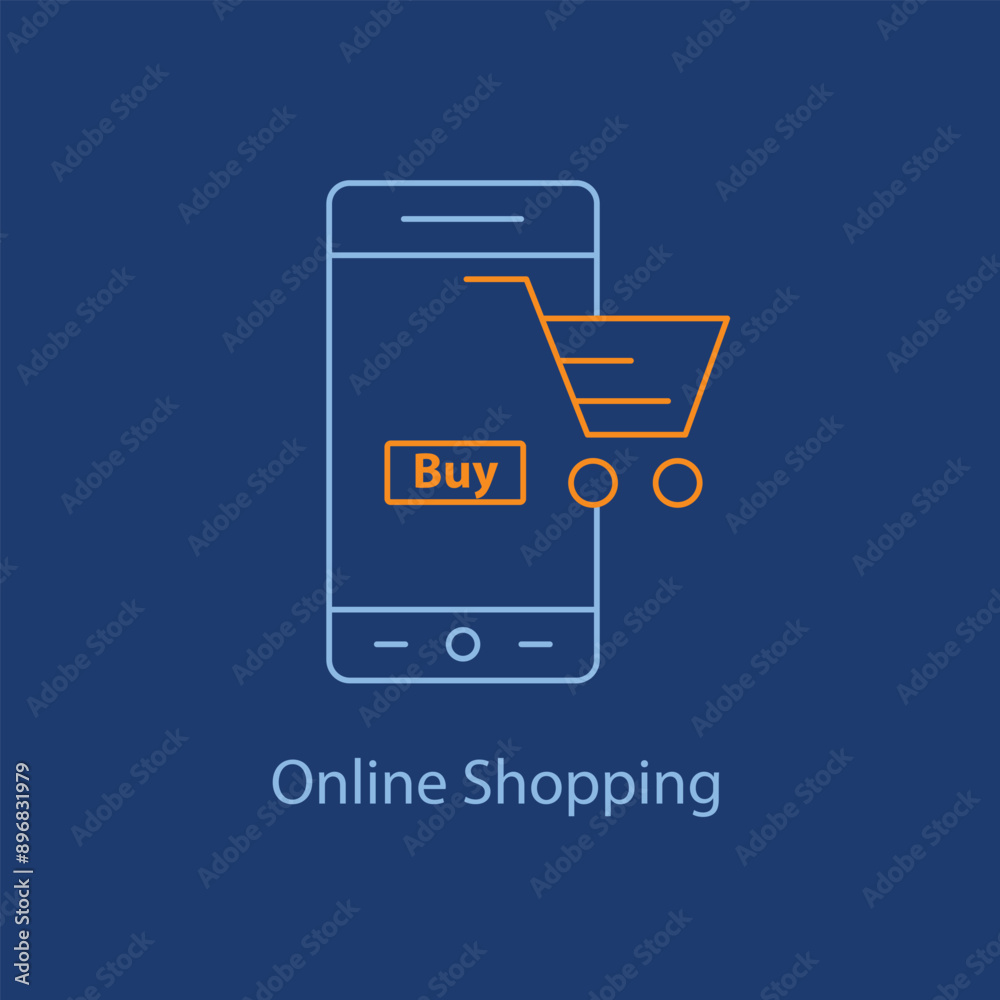 Online Shopping Icon - E-commerce, Digital Marketplace, Online Retail with editable stroke. Online Shopping Icon - E-commerce, Digital Marketplace, Online Retail with editable stroke.