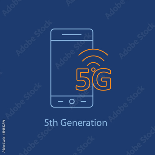 5th Generation Icon - 5G Network, Next-Gen Connectivity, High-Speed Internet with editable stroke.
