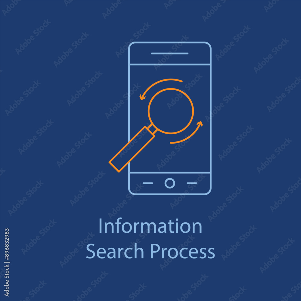 Information Search Process Icon - Data Retrieval, Online Search, Digital Information with editable stroke. Information Search Process Icon - Data Retrieval, Online Search, Digital Information with editable stroke.