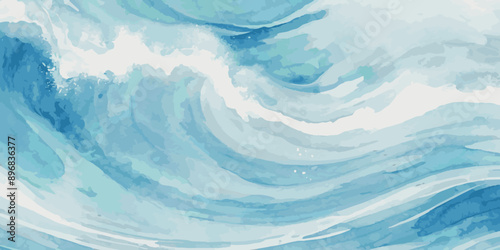 Sea water ocean wave vector background. Blue water ocean sea wave seamless background. Water  ocean wave white and soft blue aqua, teal texture.