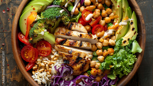 Wallpaper Mural A bowl of food with a variety of vegetables and meat, including broccoli Torontodigital.ca