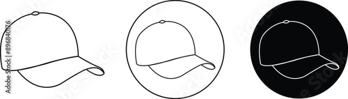 Cap icons Set in trendy outline styles editable stock. Casual textile styles accessory. Baseball hat sketch for web, mobile and infographics. Hand drawn baseball hat vectors on transparent background.