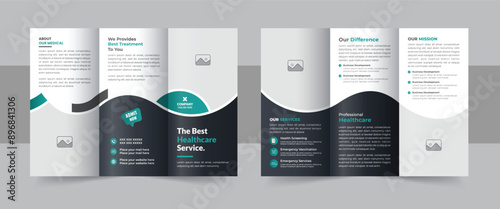 Medical or healthcare trifold leaflet brochure, Company or business brochure template
