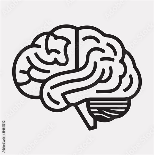 A Brain black & white silhouette vector on a white background