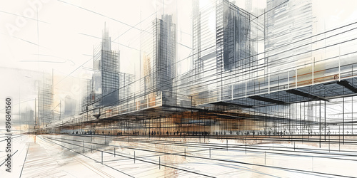 Wallpaper Mural Futuristic Urban Cityscape Concept with Modern Skyscrapers and Transparent Architectural Elements Torontodigital.ca