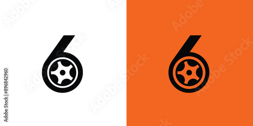 Strong and unique 6 tire logo design